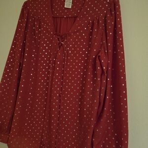 Red Patterned Women's Top By Faded Glory